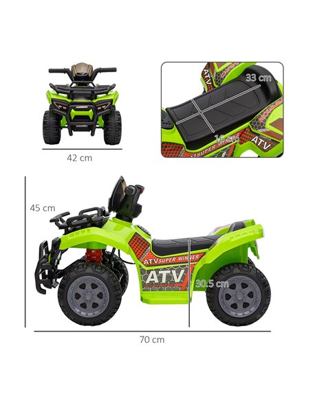 HOMCOM 18m+ Kids 6V Ride-on Four Wheeler ATV Car with Real Working Headlights, Green - pic 18271 | FastDaddyshop