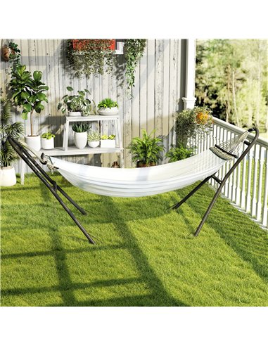 Outsunny 9ft Hammock Stand Adjustable Hammock Frame with Non-Slip Feet for Indoor Outdoor, 150 kg Capacity, Black