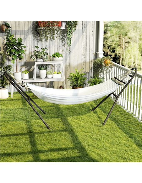 Outsunny 9ft Hammock Stand Adjustable Hammock Frame with Non-Slip Feet for Indoor Outdoor, 150 kg Capacity, Black - pic 182715 | FastDaddyshop
