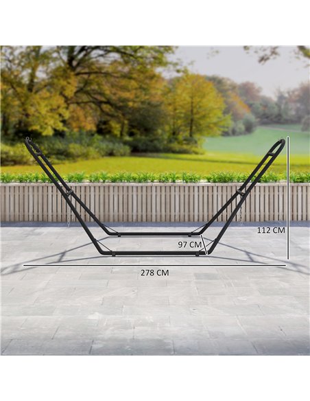 Outsunny 9ft Hammock Stand Adjustable Hammock Frame with Non-Slip Feet for Indoor Outdoor, 150 kg Capacity, Black - pic 182716 | FastDaddyshop