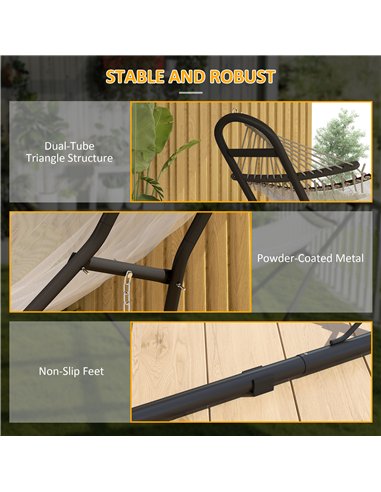 Outsunny 9ft Hammock Stand Adjustable Hammock Frame with Non-Slip Feet for Indoor Outdoor, 150 kg Capacity, Black