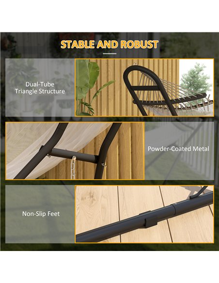 Outsunny 9ft Hammock Stand Adjustable Hammock Frame with Non-Slip Feet for Indoor Outdoor, 150 kg Capacity, Black - pic 182717 | FastDaddyshop