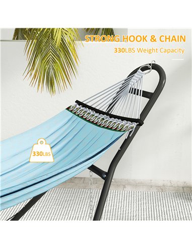 Outsunny 9ft Hammock Stand Adjustable Hammock Frame with Non-Slip Feet for Indoor Outdoor, 150 kg Capacity, Black