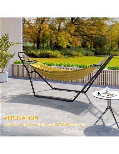 Outsunny 9ft Hammock Stand Adjustable Hammock Frame with Non-Slip Feet for Indoor Outdoor, 150 kg Capacity, Black