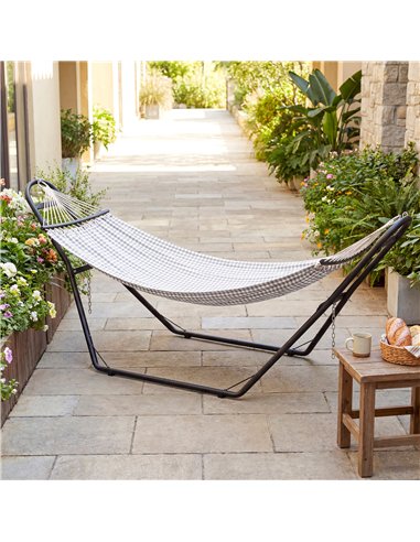 Outsunny 9ft Hammock Stand Adjustable Hammock Frame with Non-Slip Feet for Indoor Outdoor, 150 kg Capacity, Black