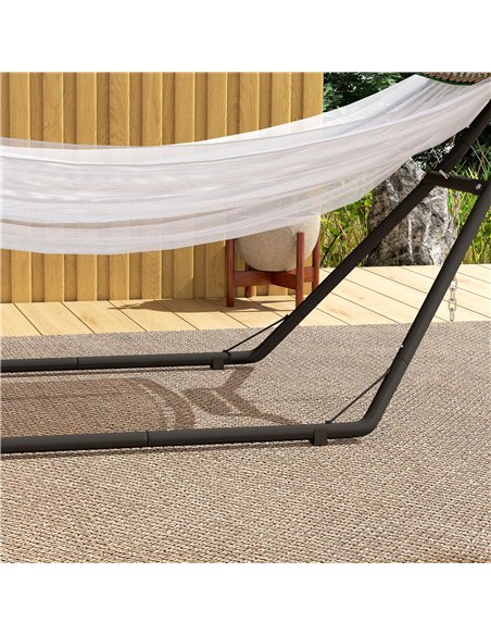 Outsunny 9ft Hammock Stand Adjustable Hammock Frame with Non-Slip Feet for Indoor Outdoor, 150 kg Capacity, Black - pic 182722 | FastDaddyshop