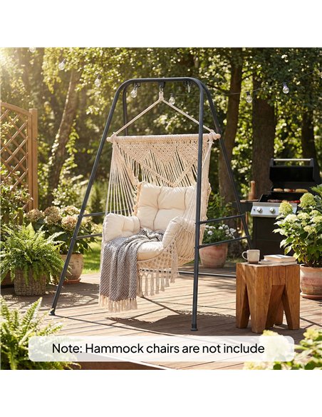 Outsunny Hammock Chair Stand Only, 150KG Load Capacity, for Indoor Outdoor, Black - pic 182724 | FastDaddyshop