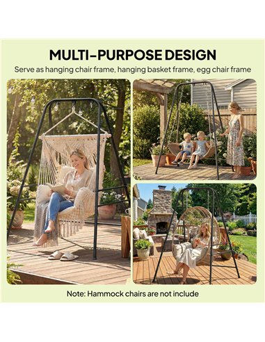 Outsunny Hammock Chair Stand Only, 150KG Load Capacity, for Indoor Outdoor, Black