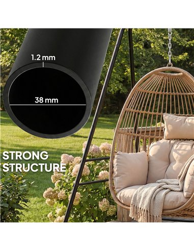 Outsunny Hammock Chair Stand Only, 150KG Load Capacity, for Indoor Outdoor, Black