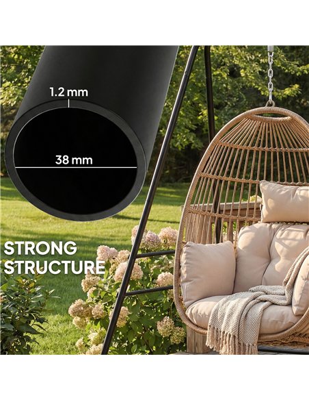 Outsunny Hammock Chair Stand Only, 150KG Load Capacity, for Indoor Outdoor, Black - pic 182727 | FastDaddyshop