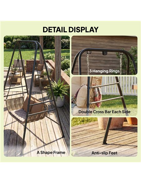 Outsunny Hammock Chair Stand Only, 150KG Load Capacity, for Indoor Outdoor, Black - pic 182729 | FastDaddyshop