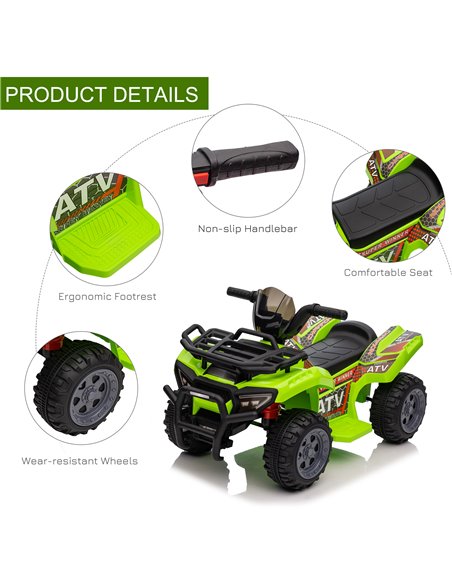 HOMCOM 18m+ Kids 6V Ride-on Four Wheeler ATV Car with Real Working Headlights, Green - pic 18273 | FastDaddyshop