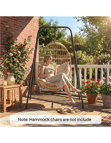 Outsunny Hammock Chair Stand Only, 150KG Load Capacity, for Indoor Outdoor, Black - pic 182730 | FastDaddyshop