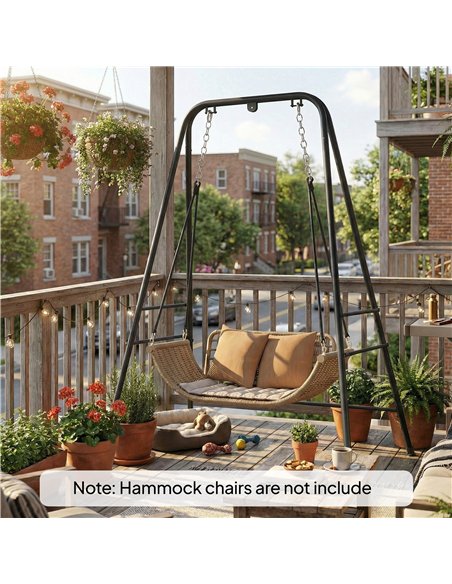 Outsunny Hammock Chair Stand Only, 150KG Load Capacity, for Indoor Outdoor, Black - pic 182731 | FastDaddyshop