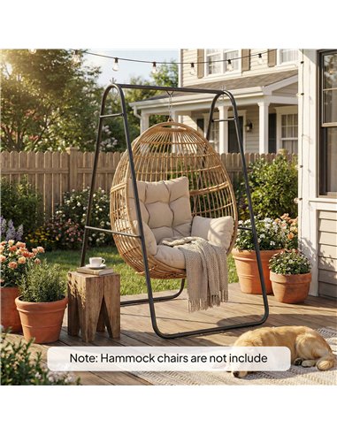 Outsunny Hammock Chair Stand Only 150KG Load Capacity for Indoor Outdoor, Black