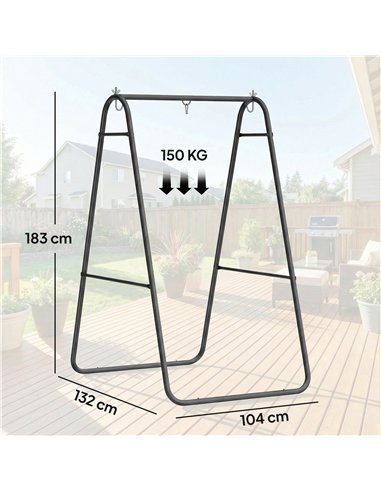 Outsunny Hammock Chair Stand Only 150KG Load Capacity for Indoor Outdoor, Black