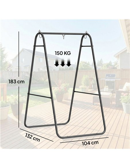 Outsunny Hammock Chair Stand Only 150KG Load Capacity for Indoor Outdoor, Black - pic 182734 | FastDaddyshop