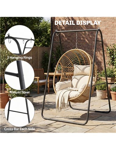 Outsunny Hammock Chair Stand Only 150KG Load Capacity for Indoor Outdoor, Black