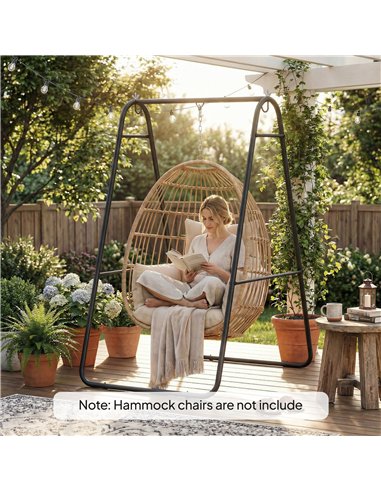 Outsunny Hammock Chair Stand Only 150KG Load Capacity for Indoor Outdoor, Black