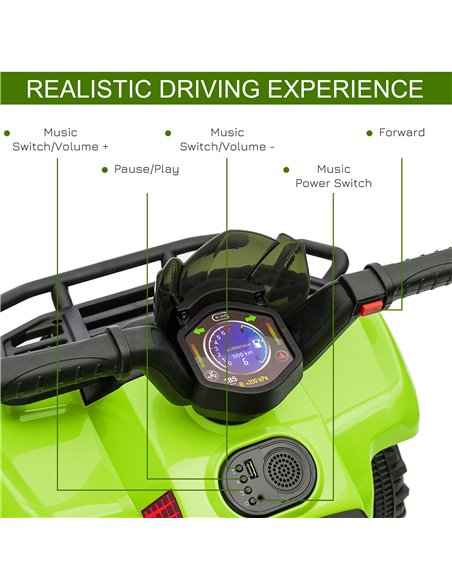 HOMCOM Kids Ride-on Four Wheeler ATV Car with Real Working Headlights, 6V Battery Powered Motorcycle for 18-36 Months, Green - pic 18274 | FastDaddyshop