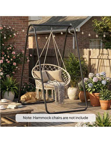 Outsunny Hammock Chair Stand Only 150KG Load Capacity for Indoor Outdoor, Black