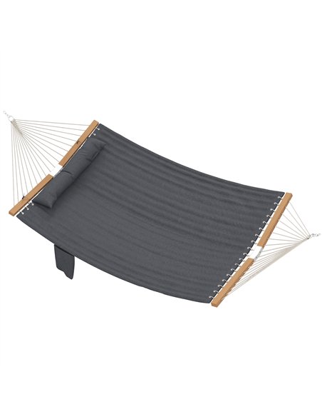 Outsunny Double Hammock 2 Person Swing Bed with Spreader Bars, Pillows, Pad, 200 x 140cm, Grey - pic 182741 | FastDaddyshop