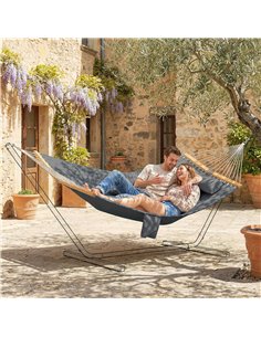 Outsunny Double Hammock 2 Person Swing Bed with Spreader Bars, Pillows, Pad, 200 x 140cm, Grey 2