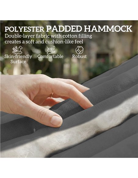 Outsunny Double Hammock 2 Person Swing Bed with Spreader Bars, Pillows, Pad, 200 x 140cm, Grey - pic 182744 | FastDaddyshop
