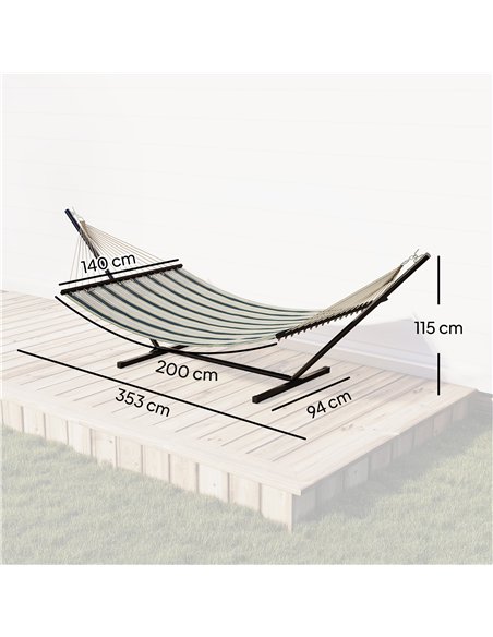 Outsunny Outdoor Hammock with Stand Detachable Pillow Striped Swing Steel Frame, for Garden, Patio, Green - pic 182761 | FastDaddyshop