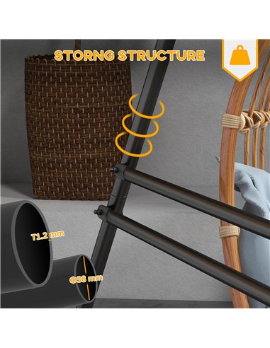 Outsunny Hammock Chair Stand, Hanging Heavy Duty Metal Frame Hammock Stand for Hanging Hammock Air Porch Swing Chair, Egg Chair,