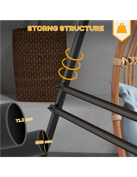 Outsunny Hammock Chair Stand, Hanging Heavy Duty Metal Frame Hammock Stand for Hanging Hammock Air Porch Swing Chair, Egg Chair, - pic 182771 | FastDaddyshop