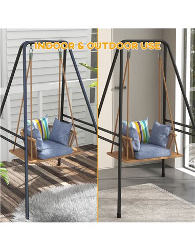 Outsunny Hammock Chair Stand, Hanging Heavy Duty Metal Frame Hammock Stand for Hanging Hammock Air Porch Swing Chair, Egg Chair,