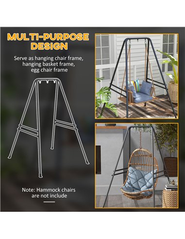 Outsunny Hammock Chair Stand, Hanging Heavy Duty Metal Frame Hammock Stand for Hanging Hammock Air Porch Swing Chair, Egg Chair,