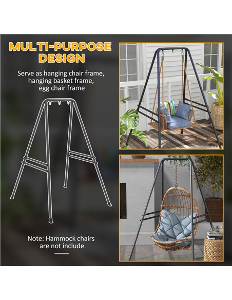Outsunny Hammock Chair Stand, Hanging Heavy Duty Metal Frame Hammock Stand for Hanging Hammock Air Porch Swing Chair, Egg Chair, - pic 182773 | FastDaddyshop