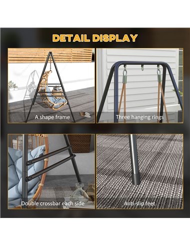 Outsunny Hammock Chair Stand, Hanging Heavy Duty Metal Frame Hammock Stand for Hanging Hammock Air Porch Swing Chair, Egg Chair,