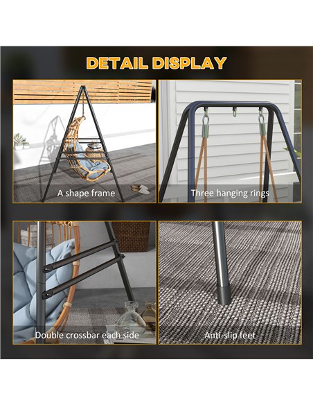 Outsunny Hammock Chair Stand, Hanging Heavy Duty Metal Frame Hammock Stand for Hanging Hammock Air Porch Swing Chair, Egg Chair, - pic 182774 | FastDaddyshop