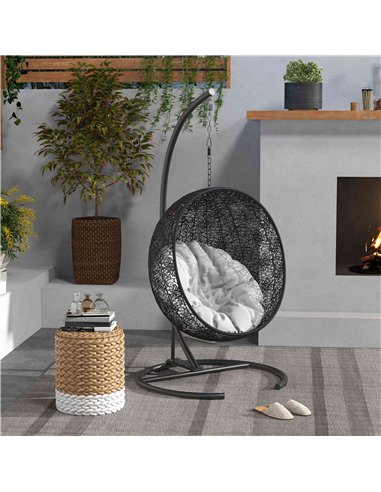 Outsunny Hanging Hammock Chair Stand with Round Base, C Hanging Swing Stand Frame for Swing/Egg/Hammock Chair, Indoor & Outdoor,