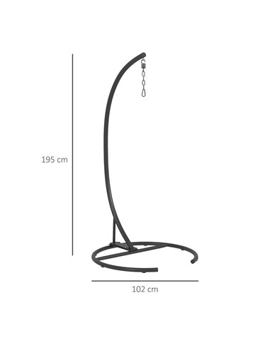 Outsunny Hanging Hammock Chair Stand with Round Base, C Hanging Swing Stand Frame for Swing/Egg/Hammock Chair, Indoor & Outdoor,