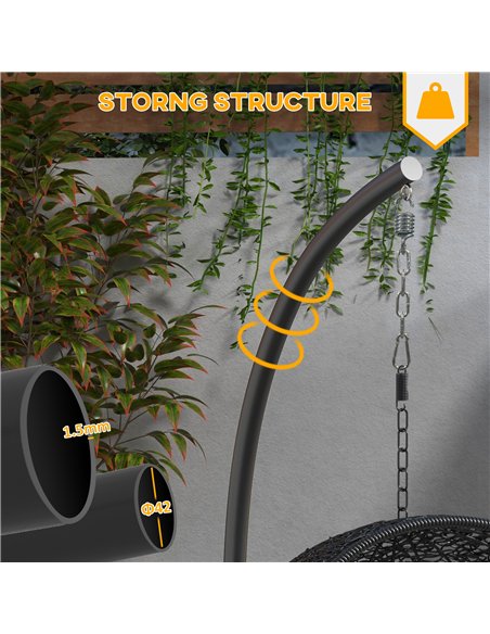 Outsunny Hanging Hammock Chair Stand with Round Base, C Hanging Swing Stand Frame for Swing/Egg/Hammock Chair, Indoor & Outdoor, - pic 182780 | FastDaddyshop