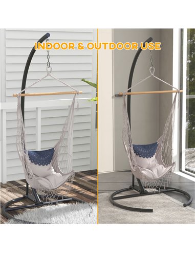 Outsunny Hanging Hammock Chair Stand with Round Base, C Hanging Swing Stand Frame for Swing/Egg/Hammock Chair, Indoor & Outdoor,