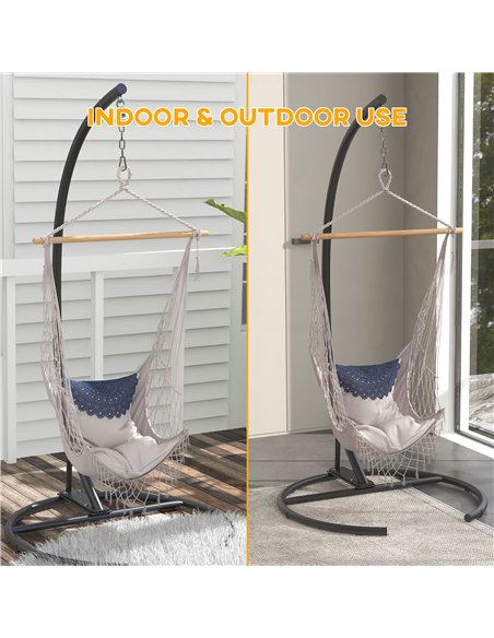 Outsunny Hanging Hammock Chair Stand with Round Base, C Hanging Swing Stand Frame for Swing/Egg/Hammock Chair, Indoor & Outdoor, - pic 182781 | FastDaddyshop