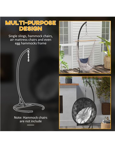Outsunny Hanging Hammock Chair Stand with Round Base, C Hanging Swing Stand Frame for Swing/Egg/Hammock Chair, Indoor & Outdoor,