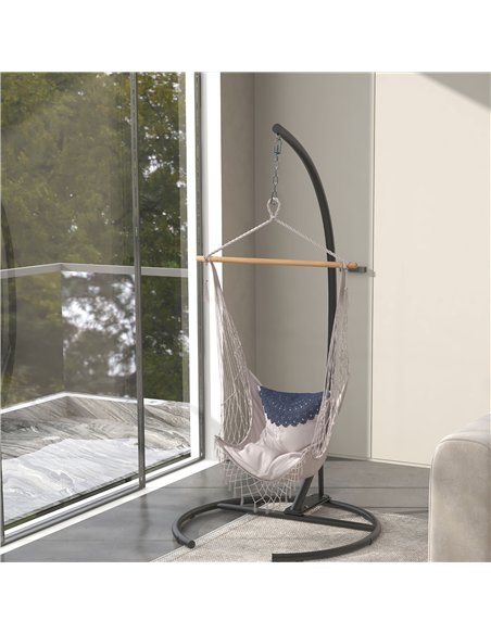Outsunny Hanging Hammock Chair Stand with Round Base, C Hanging Swing Stand Frame for Swing/Egg/Hammock Chair, Indoor & Outdoor, - pic 182784 | FastDaddyshop