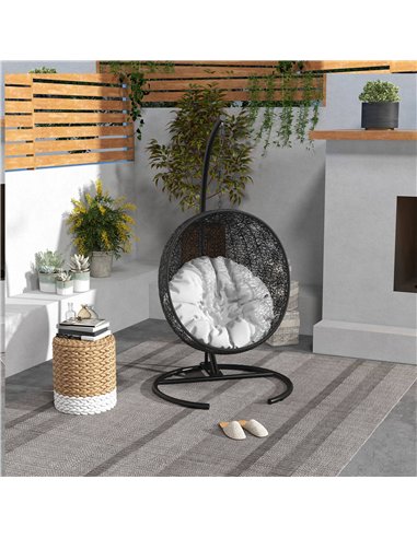 Outsunny Hanging Hammock Chair Stand with Round Base, C Hanging Swing Stand Frame for Swing/Egg/Hammock Chair, Indoor & Outdoor,