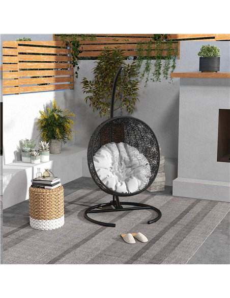 Outsunny Hanging Hammock Chair Stand with Round Base, C Hanging Swing Stand Frame for Swing/Egg/Hammock Chair, Indoor & Outdoor, - pic 182785 | FastDaddyshop