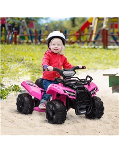 HOMCOM 18m+ Kids 6V Ride-on Four Wheeler ATV Car with Real Working Headlights, Pink 2