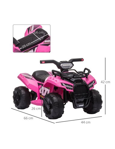 HOMCOM 18m+ Kids 6V Ride-on Four Wheeler ATV Car with Real Working Headlights, Pink