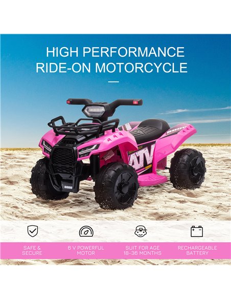 HOMCOM 18m+ Kids 6V Ride-on Four Wheeler ATV Car with Real Working Headlights, Pink - pic 18281 | FastDaddyshop