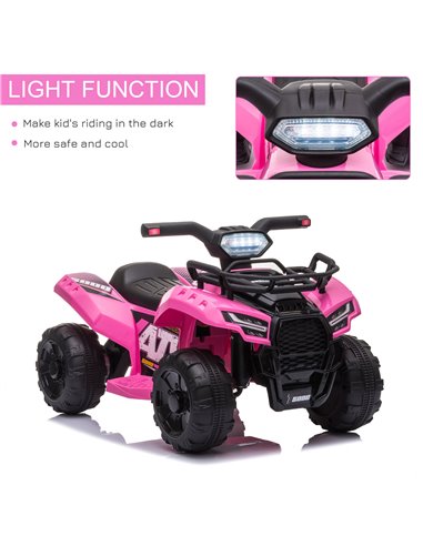 HOMCOM 18m+ Kids 6V Ride-on Four Wheeler ATV Car with Real Working Headlights, Pink