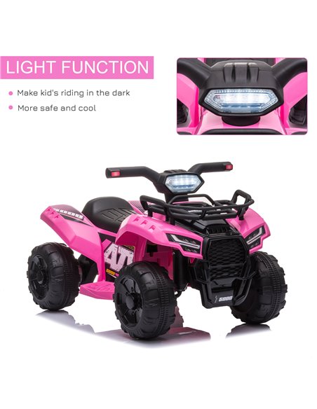 HOMCOM 18m+ Kids 6V Ride-on Four Wheeler ATV Car with Real Working Headlights, Pink - pic 18282 | FastDaddyshop
